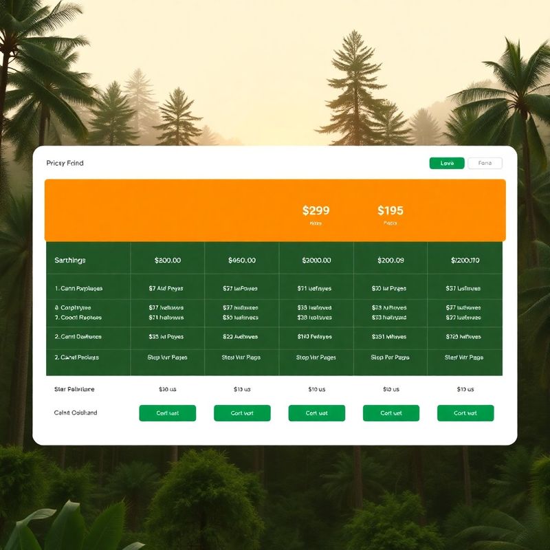 Minimal-ui pricing comparison layout in forest-cream palette